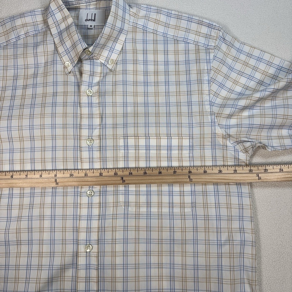 Dunhill Shirt Men's M Beige Plaid Check 100% Cotton Pocket Button Down‎ - Picture 10 of 14